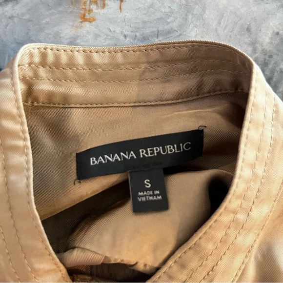 Banana Republic Holiday 2021 Utility Flo Rayon Khaki Twill Dress Balloon Sleeves - Picture 3 of 10